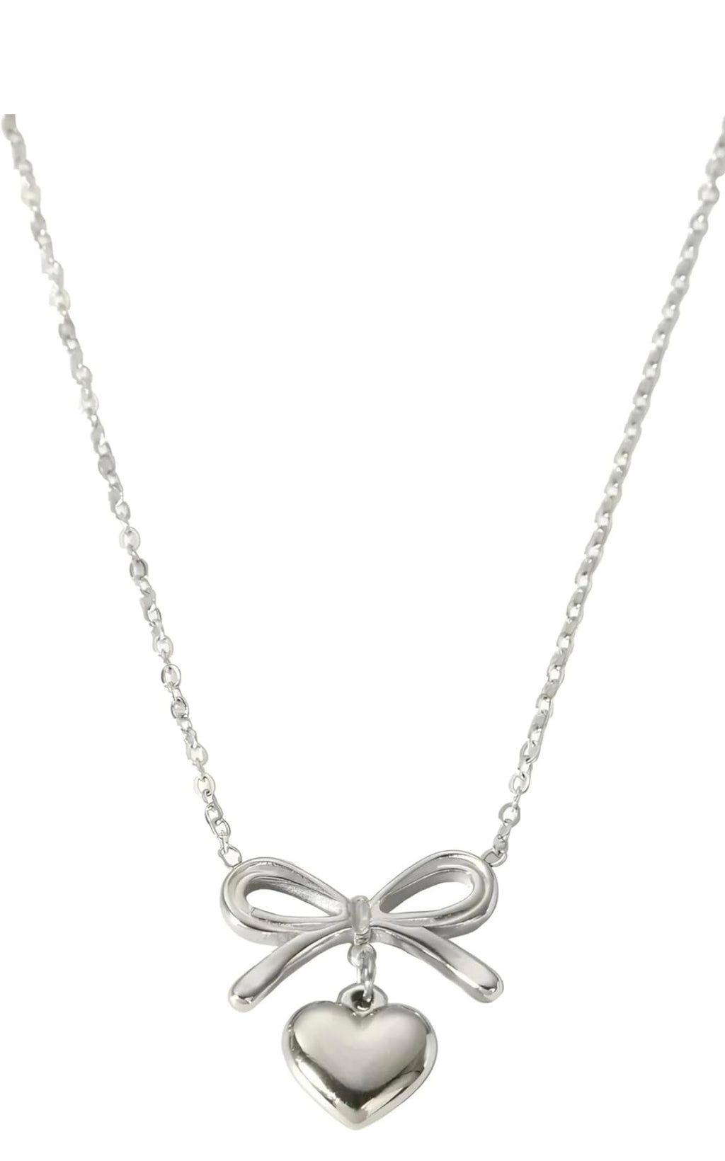 Dainty Sterling Gold plated stainless steel Necklace Bow Heart Pendant Jewelry Necklace for Women