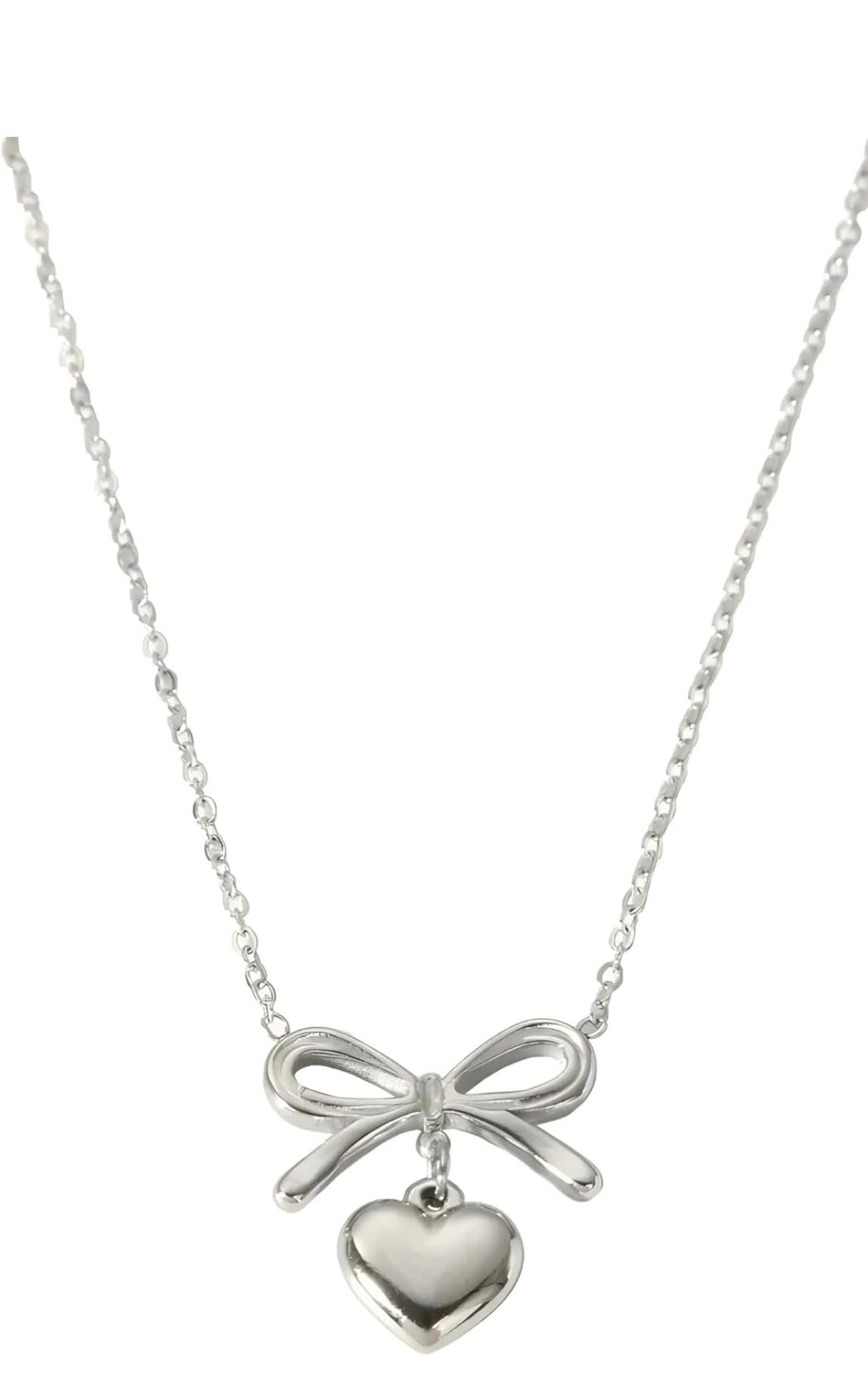 Dainty Sterling Gold plated stainless steel Necklace Bow Heart Pendant Jewelry Necklace for Women