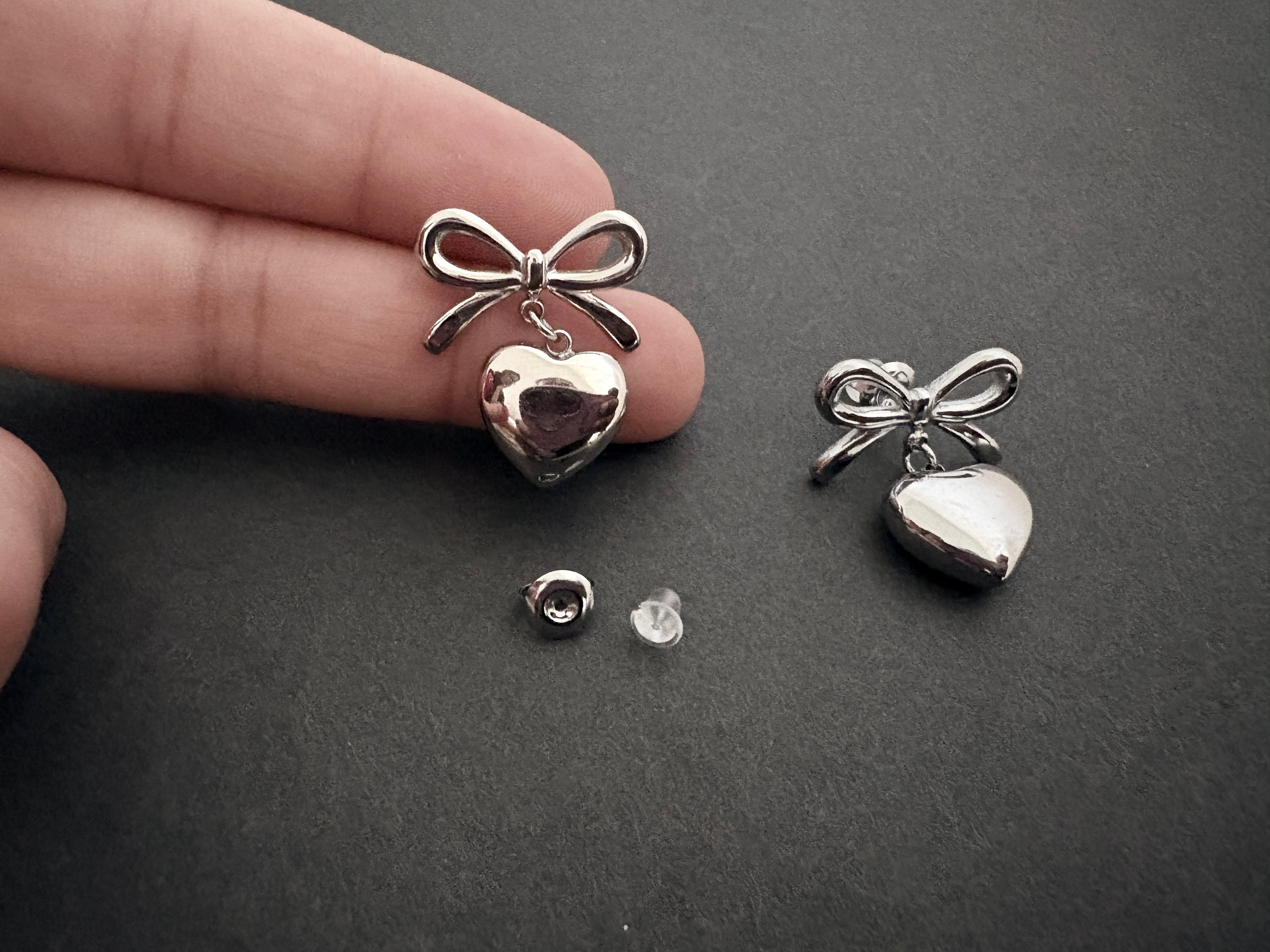 New 2026 trendy waterproof Bow Knot Heart Lover Earrings set stainless steel