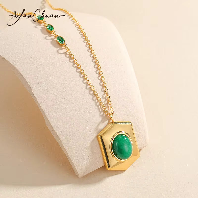 Luxury Fashion Vintage Jewelry Stainless Steel Geometric Collarbone Chain Necklace for Women